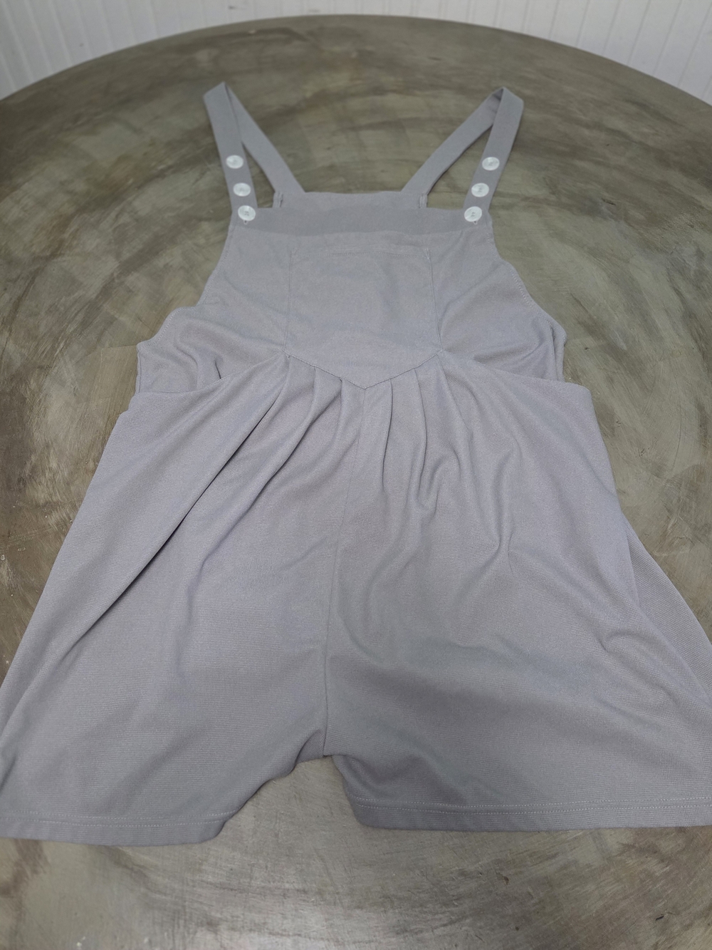 HALARA Light Gray Pinafore Romper with Button Straps